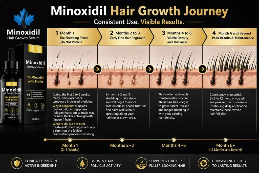 5% minoxidil hair regrowth timeline